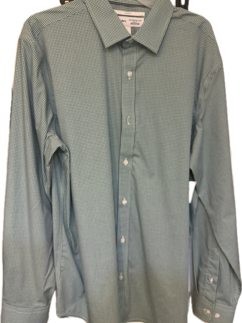 Old Navy Blue Green Micro-Check Dress Shirt XL (NWT)